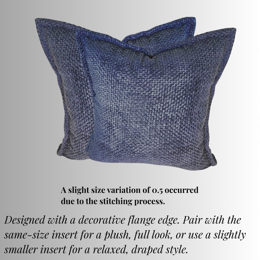 FSJfam Textured Chenille Set of 2 Midnight Blue Throw Pillow Covers Pillowcases for Bedroom and Living room Decor