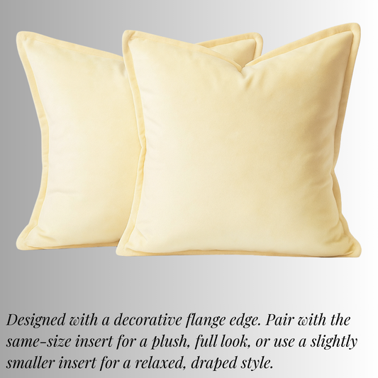 FSJfam Set of 2 Velvet Beige Throw Pillow Covers - Pillowcaes for Bedroom and Livingroom Decor