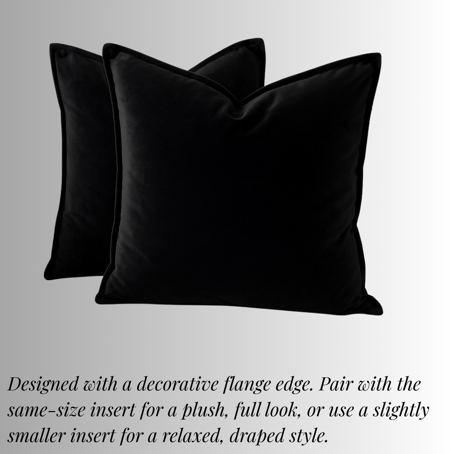 FSJfam Velvet Black Throw Pillow Covers – Set of 2 Pillowcases for Bedroom and Living room Decor