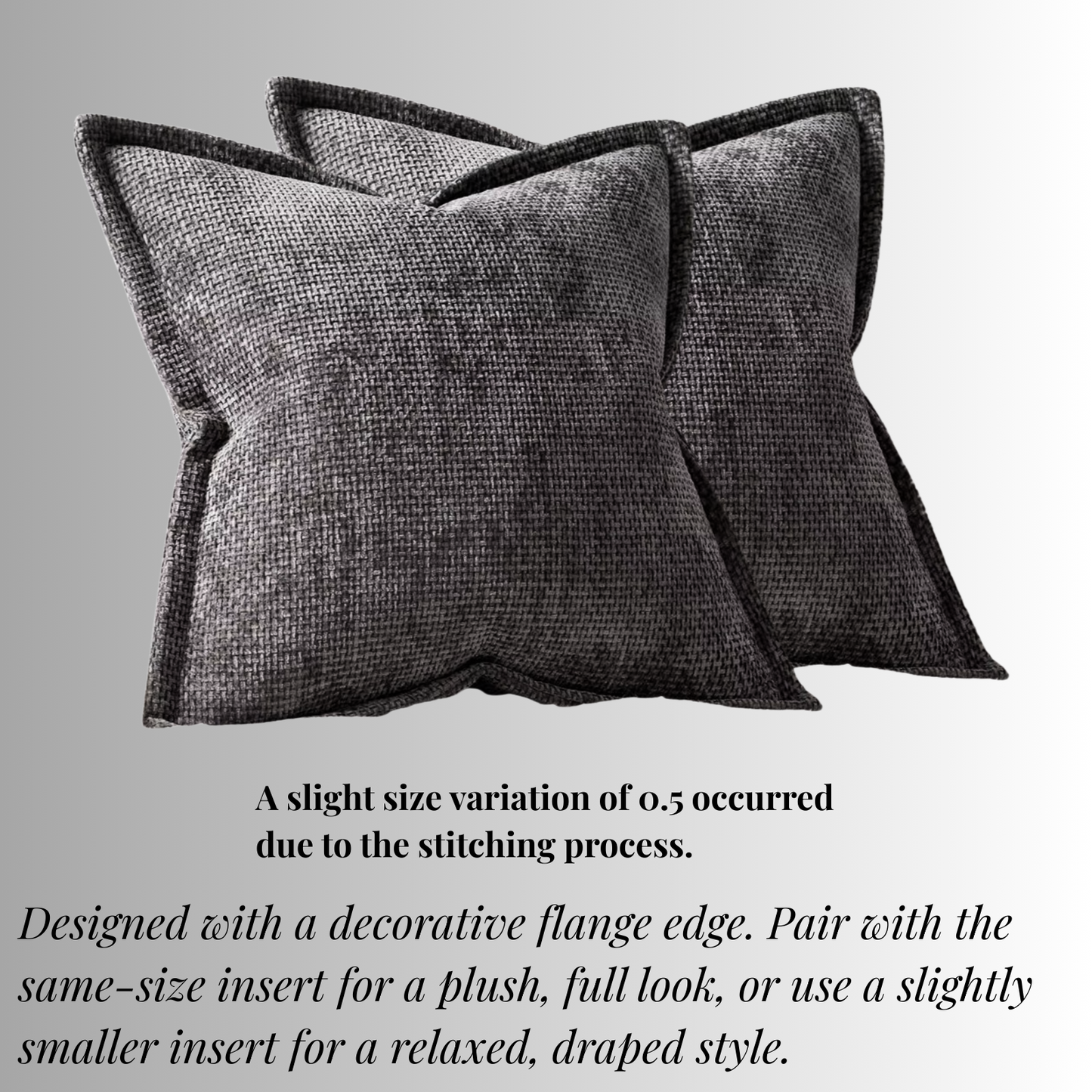 Textured Chenille Set of 2 Light Gray Throw Pillow Covers – Soft Texture, Boho Home Décor