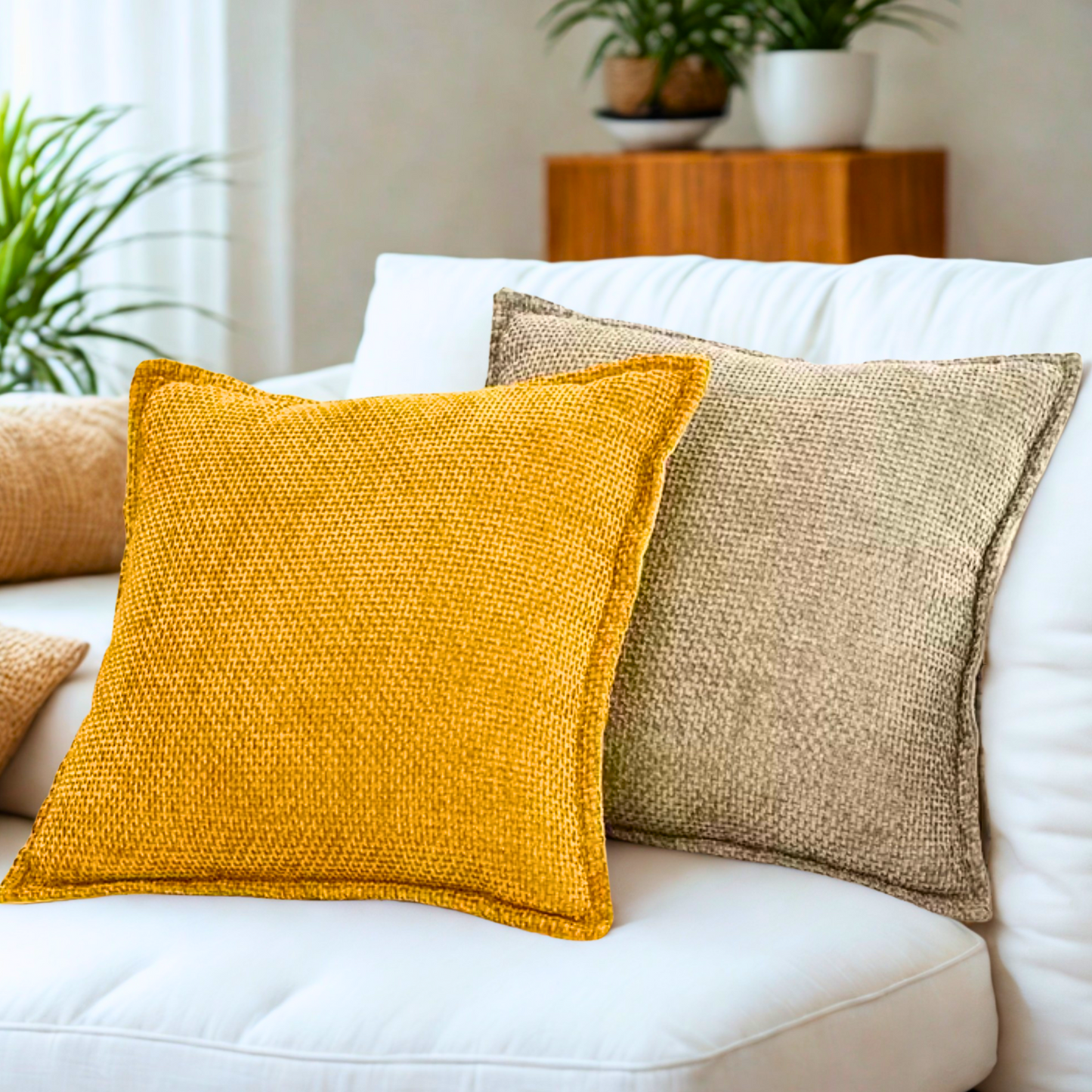 FSJfam Textured Chenille Set of 2 Deep Green Throw Pillow Covers Pillowcases for Livingroom and Bedroom Decor
