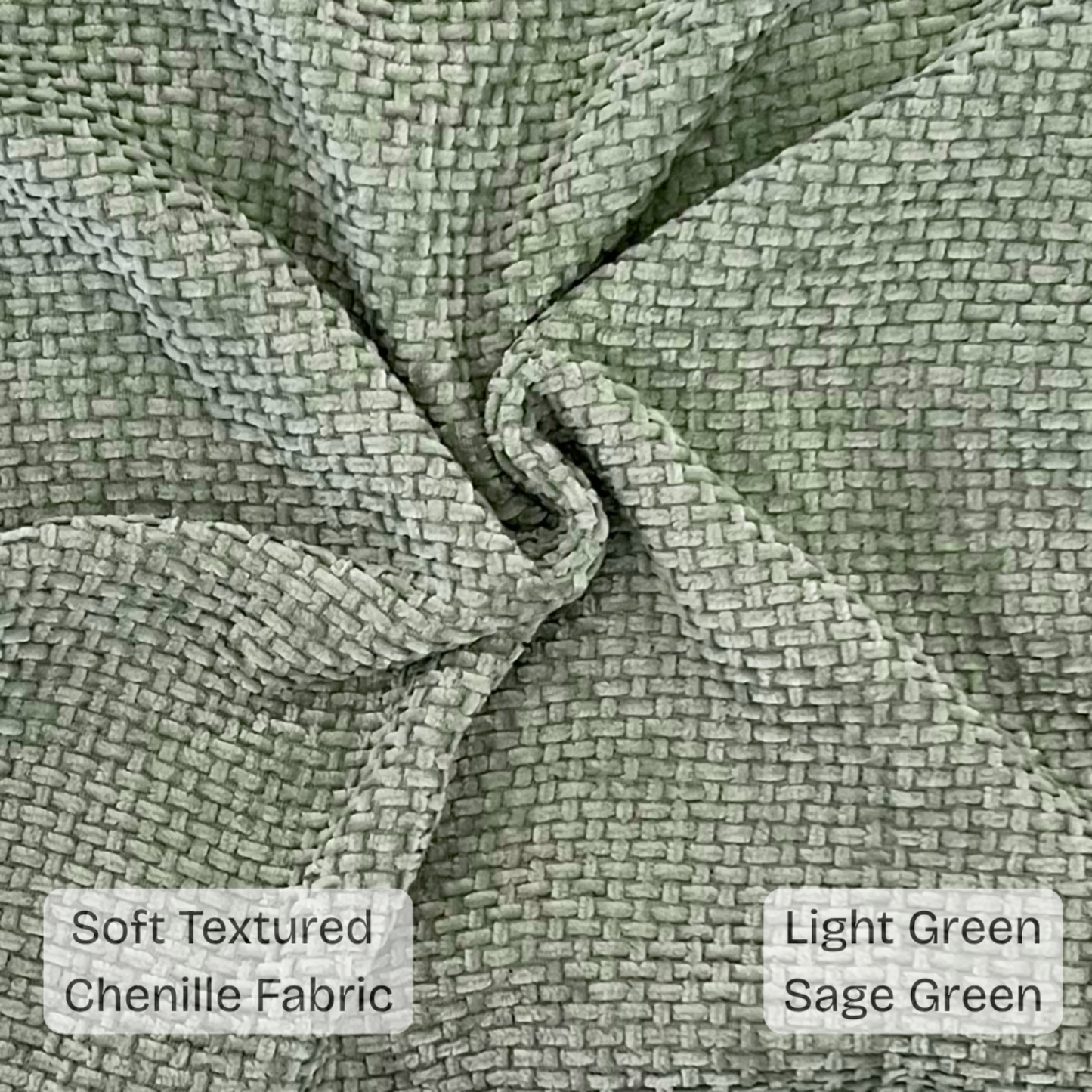 FSJfam Textured Chenille Set of 2 Light Green Throw Pillow Covers Pillowcases for Living room and Bedroom Decor