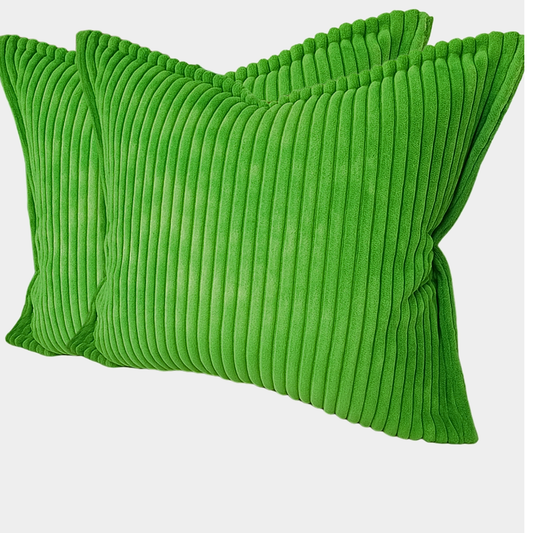 FSJfam Corduroy Throw Pillow Covers Green Set of 2 Strpied Cushion Covers For Sofa Bed Livingroom Decor