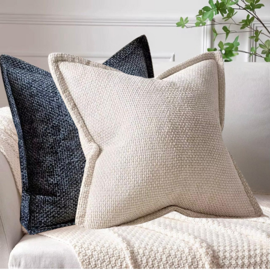 Chenille Throw Pillow Covers – Set of 4 | Premium Textured Decorative Cushion Covers (Charcoal & Ivory Luxe Mix)