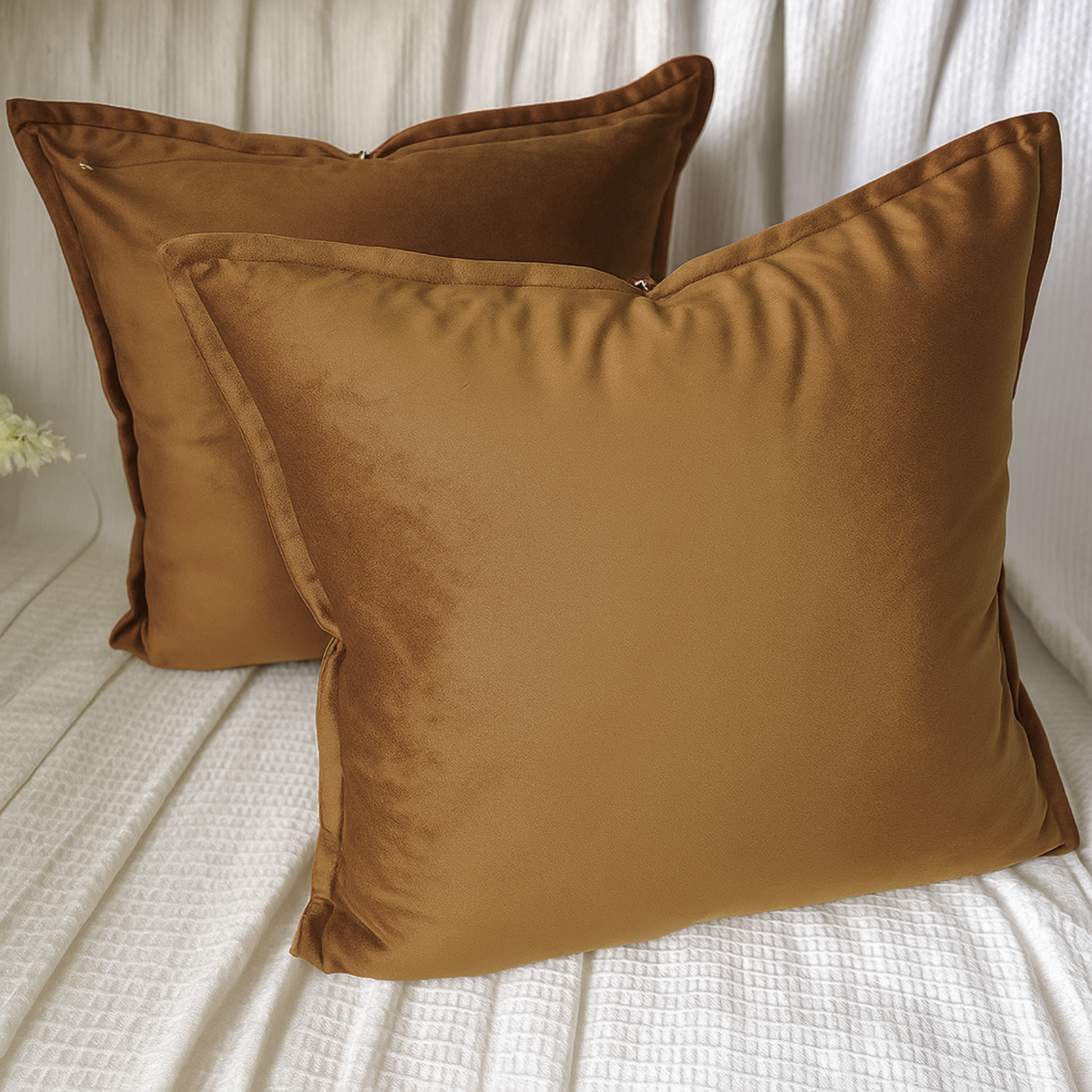 FSJfam Set of 2 Velvet Dark Brown Throw Pillow Covers - Pillowcaes for Bedroom and Livingroom Decor