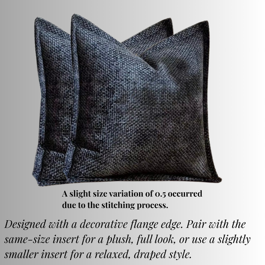 FSJfam Textured Chenille Set of 2 Charcoal Black Throw Pillow Covers Pillowcases for Livingroom and Bedroom Decor