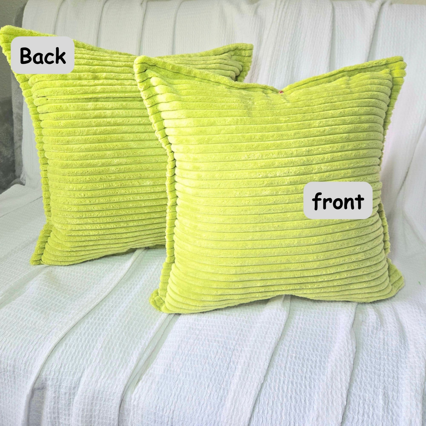 FSJfam Corduroy Throw Pillowcase Set of 2 16x16 Soft Decorative Cushion Covers for Sofa