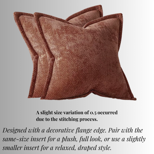 Chenille Blush Orange Throw Pillow Covers – Set of 2 Pillowcases for Bedroom and Living room Decor