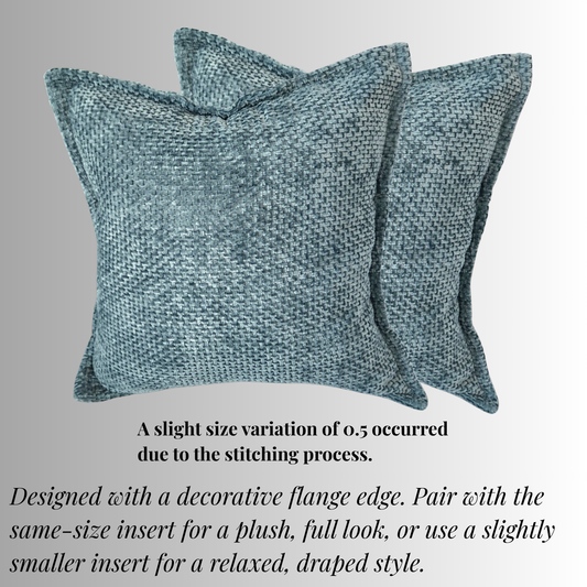 FSJfam Textured Chenille Set of 2 Dusty Blue Throw Pillow Covers