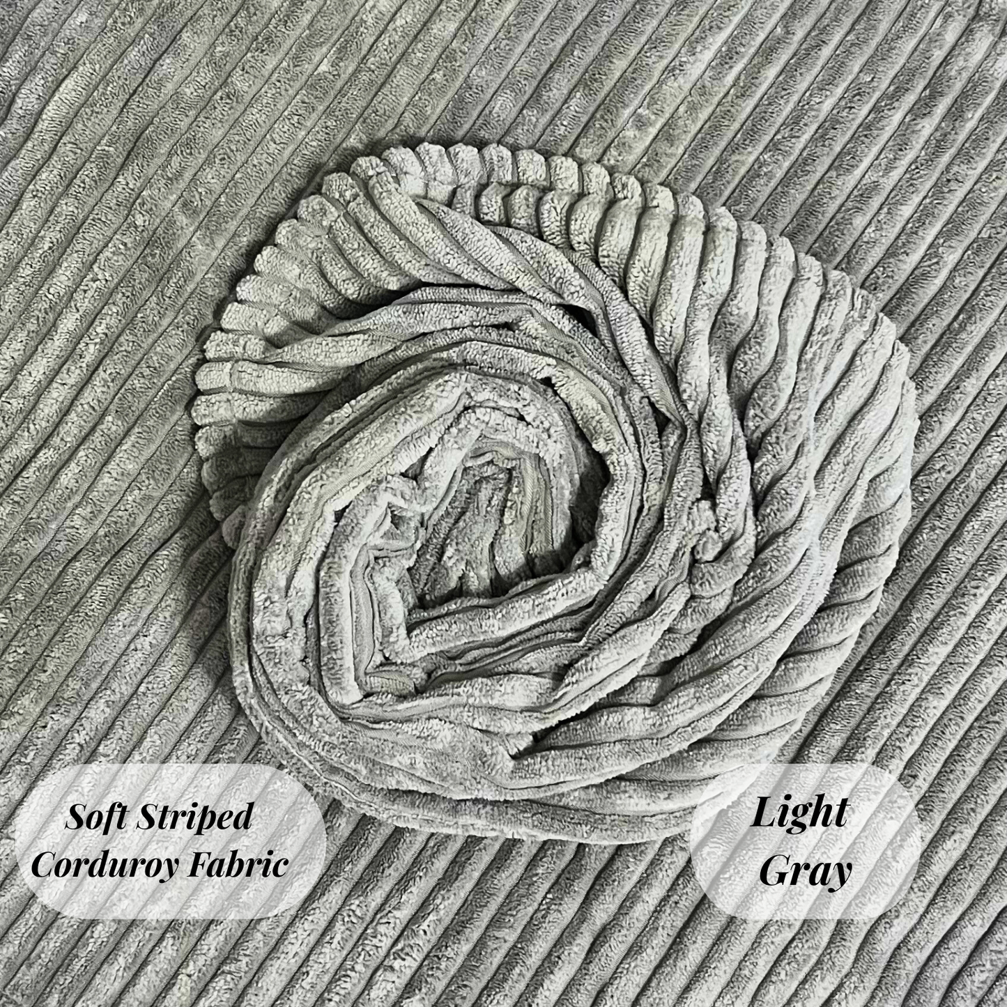 FSJfam Corduroy Throw Pillow Covers Light Gray Set of 2 Strpied Cushion Covers For Sofa Bed Livingroom Decor