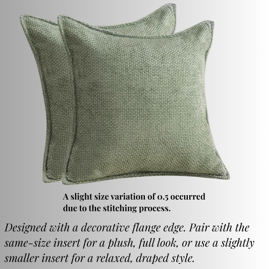 FSJfam Textured Chenille Set of 2 Light Green Throw Pillow Covers Pillowcases for Living room and Bedroom Decor