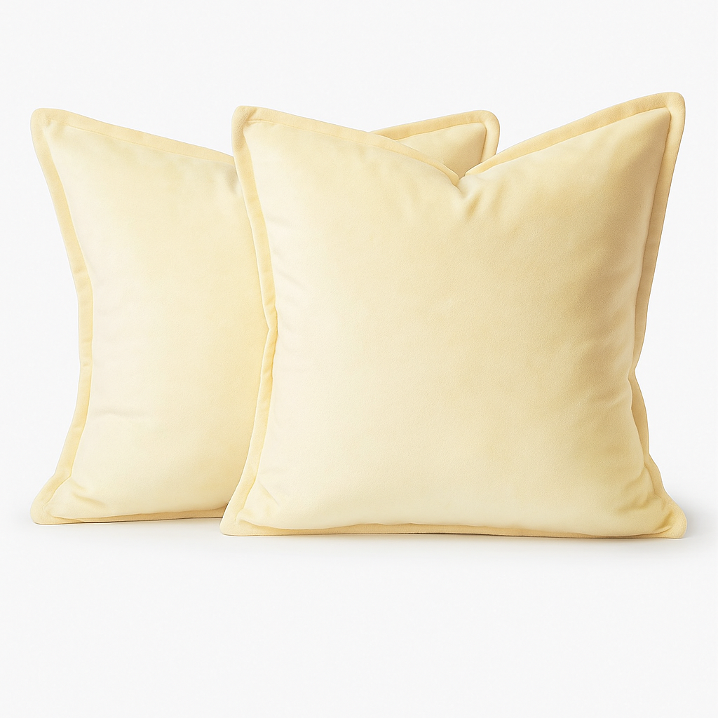 FSJfam Set of 2 Velvet Beige Throw Pillow Covers - Pillowcaes for Bedroom and Livingroom Decor