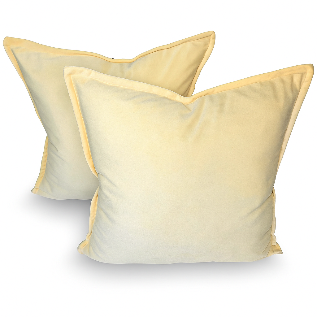 FSJfam Set of 2 Velvet Beige Throw Pillow Covers - Pillowcaes for Bedroom and Livingroom Decor
