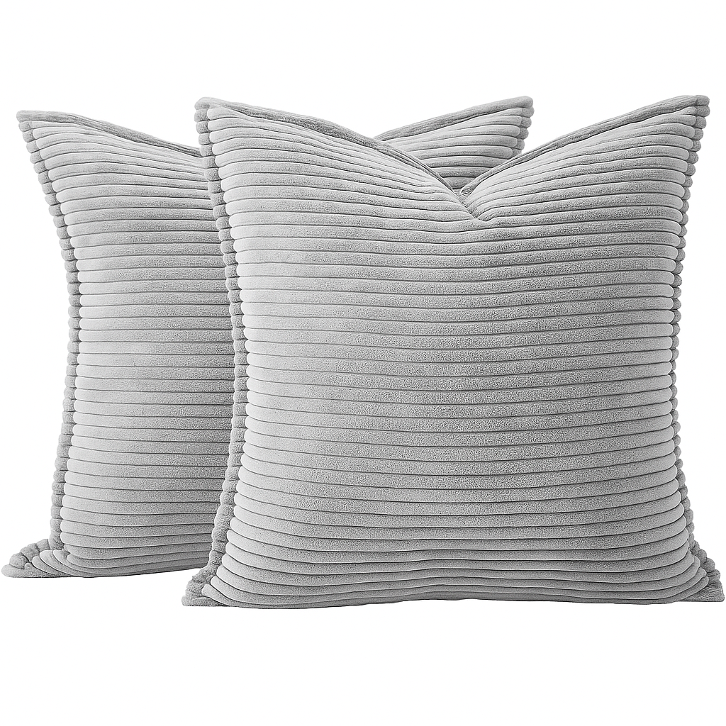 Corduroy Throw Pillowcase Set of 2 | Soft Decorative Cushion Covers for Sofa