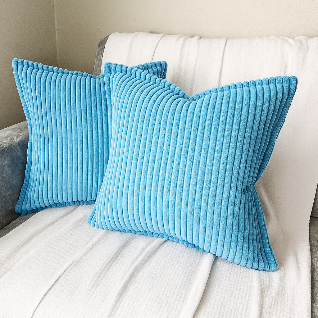 Corduroy Throw Pillowcase Set of 2 | Soft Decorative Cushion Covers for Sofa