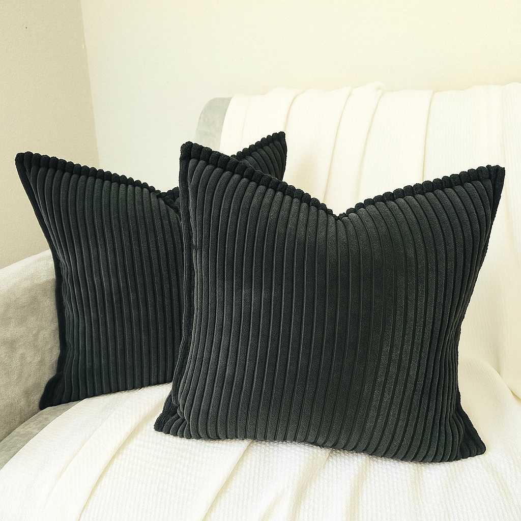Corduroy Throw Pillowcase Set of 2 | Soft Decorative Cushion Covers for Sofa