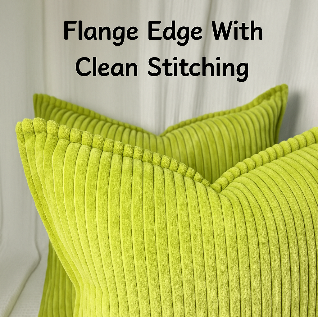 Corduroy Throw Pillowcase Set of 2 | Soft Decorative Cushion Covers for Sofa