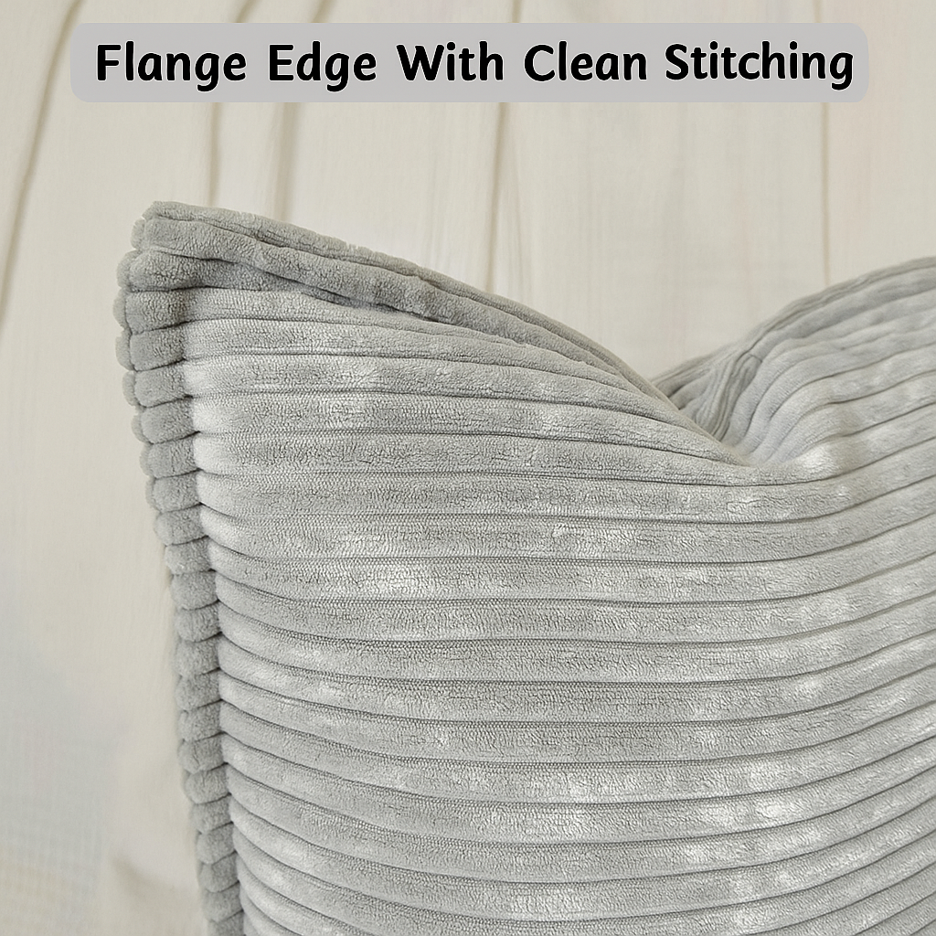 Corduroy Throw Pillowcase Set of 2 | Soft Decorative Cushion Covers for Sofa