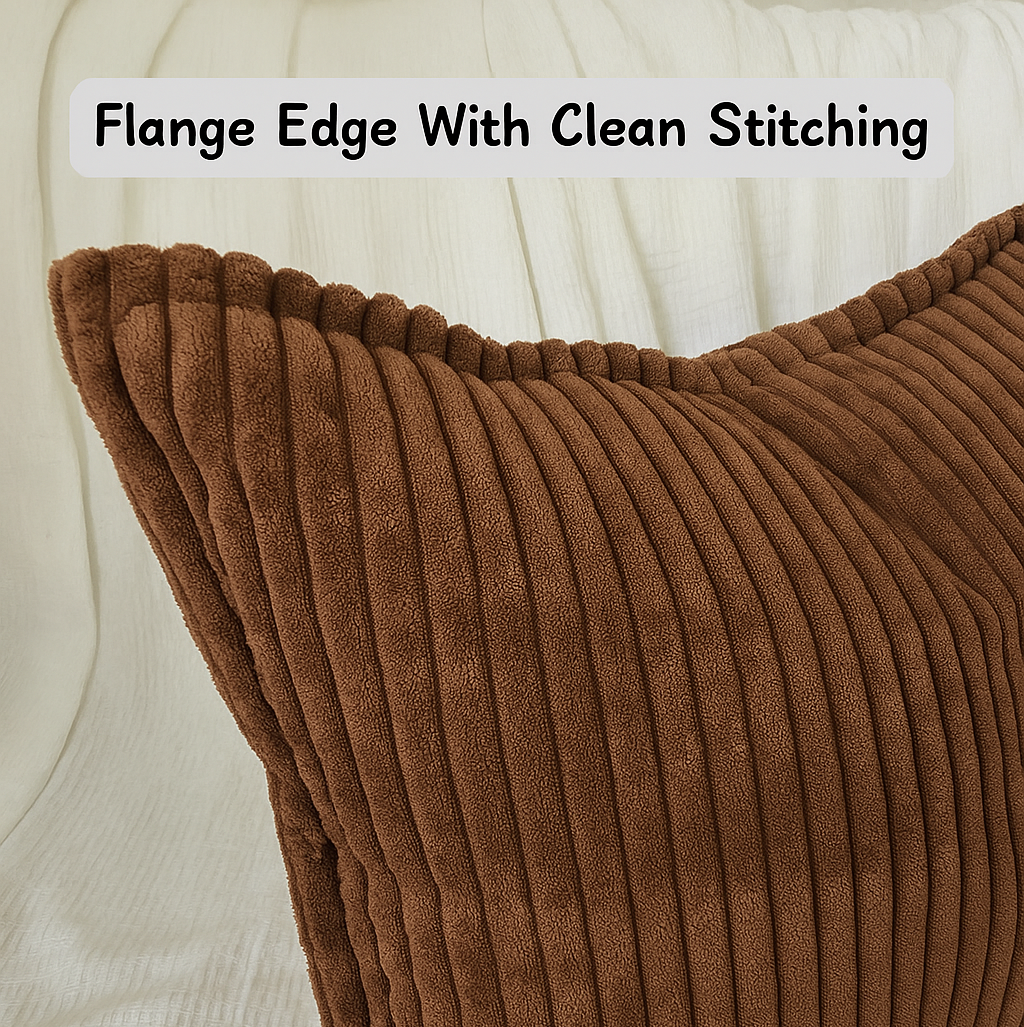 Corduroy Throw Pillowcase Set of 2 | Soft Decorative Cushion Covers for Sofa