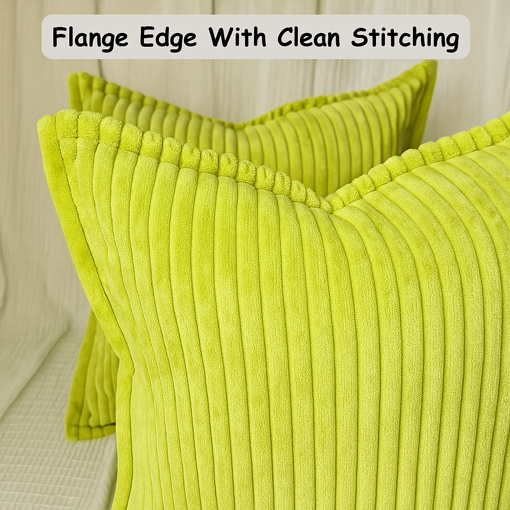 Corduroy Throw Pillowcase Set of 2 | Soft Decorative Cushion Covers for Sofa