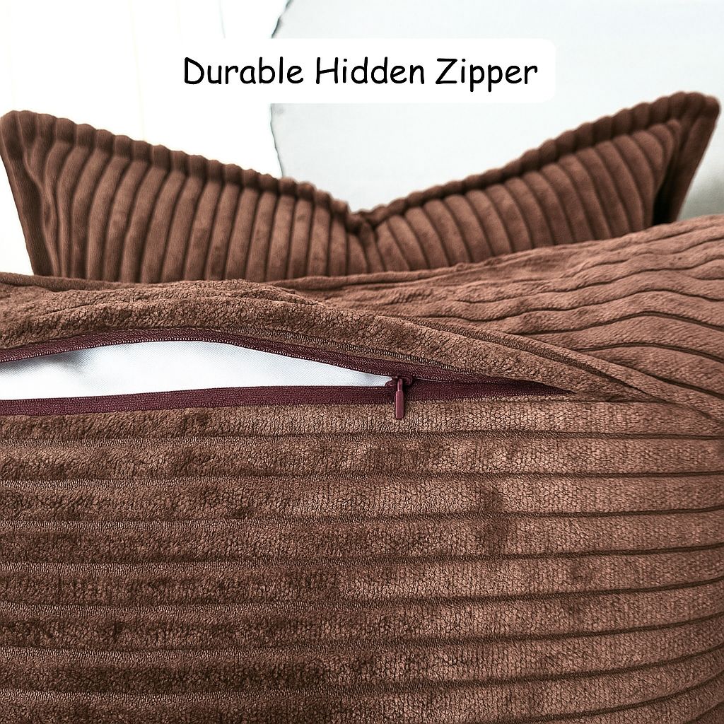 Corduroy Throw Pillowcase Set of 2 | Soft Decorative Cushion Covers for Sofa