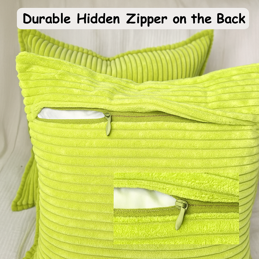 Corduroy Throw Pillowcase Set of 2 | Soft Decorative Cushion Covers for Sofa