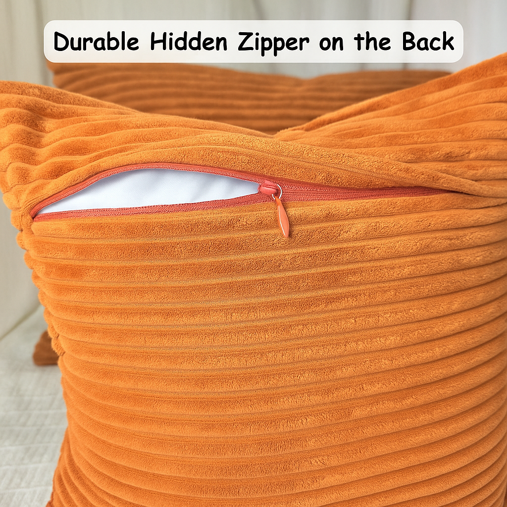 Corduroy Throw Pillowcase Set of 2 | Soft Decorative Cushion Covers for Sofa