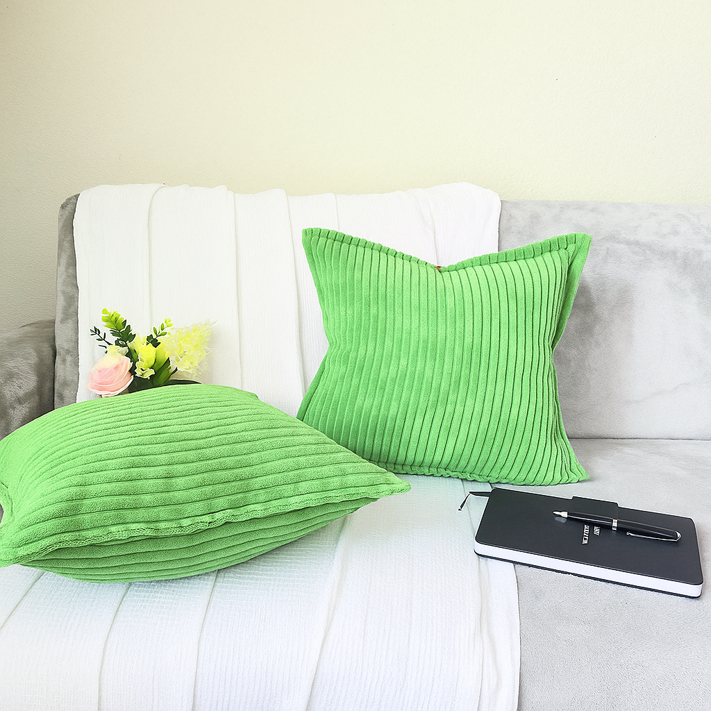Corduroy Throw Pillowcase Set of 2 | Soft Decorative Cushion Covers for Sofa