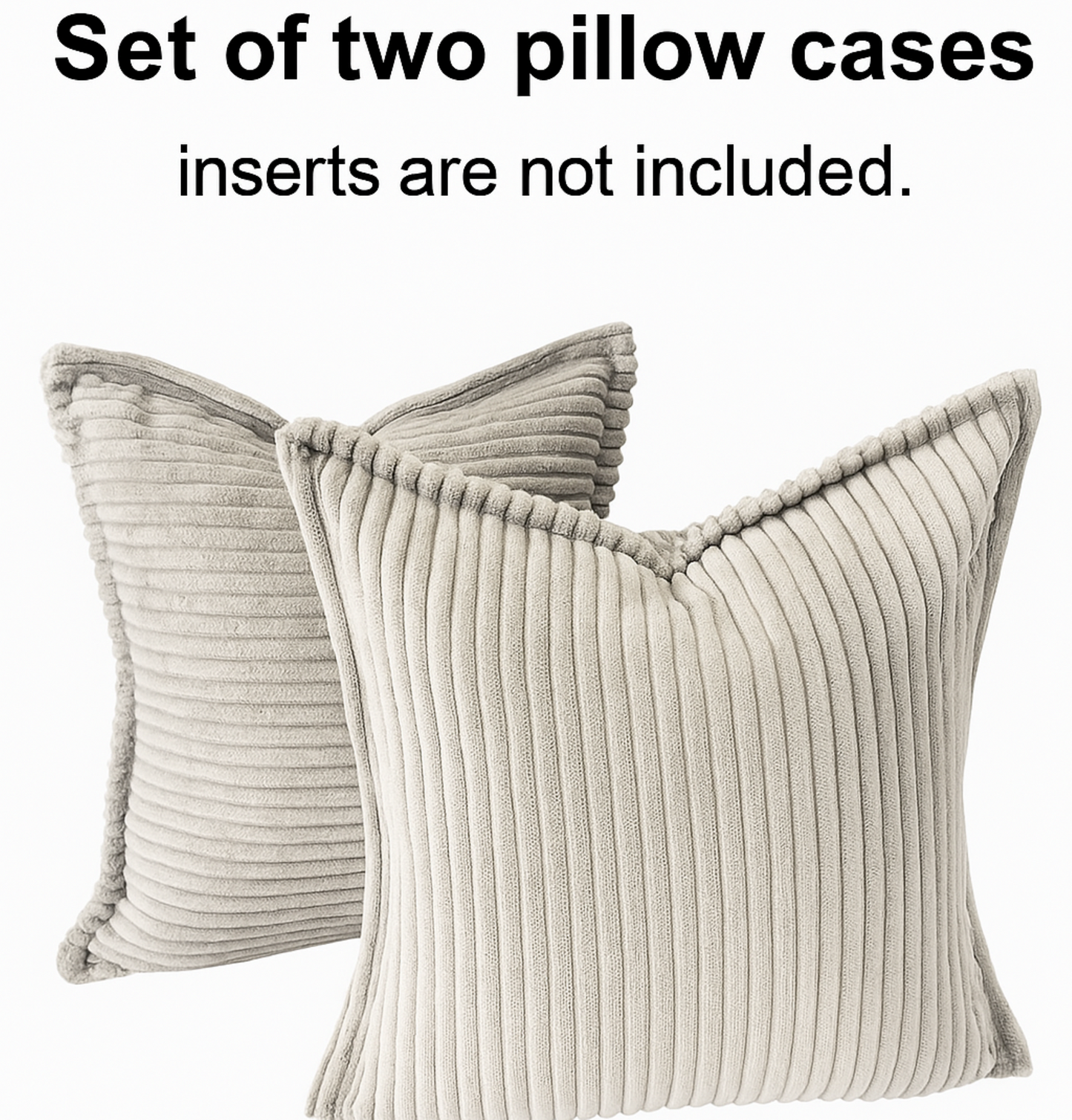 Corduroy Throw Pillowcase Set of 2 | Soft Decorative Cushion Covers for Sofa
