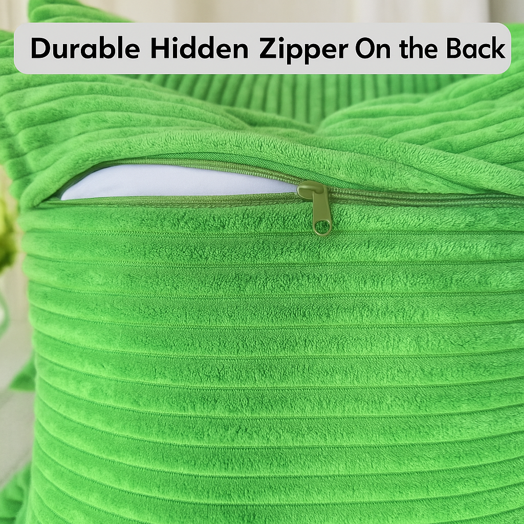 FSJfam Corduroy Throw Pillow Covers Green Set of 2 Strpied Cushion Covers For Sofa Bed Livingroom Decor