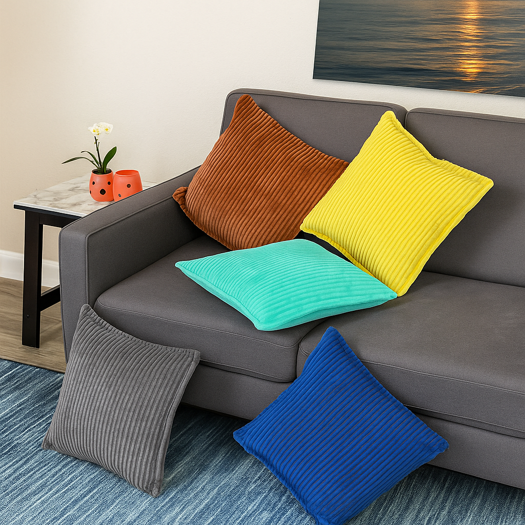 Corduroy Throw Pillowcase Set of 2 | Soft Decorative Cushion Covers for Sofa