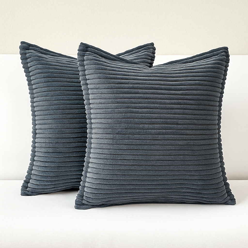 Corduroy Throw Pillowcase Set of 2 | Soft Decorative Cushion Covers for Sofa