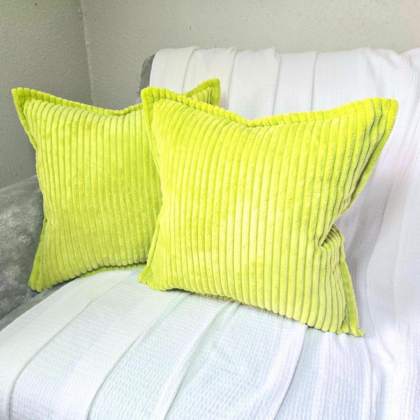 Corduroy Throw Pillowcase Set of 2 | Soft Decorative Cushion Covers for Sofa