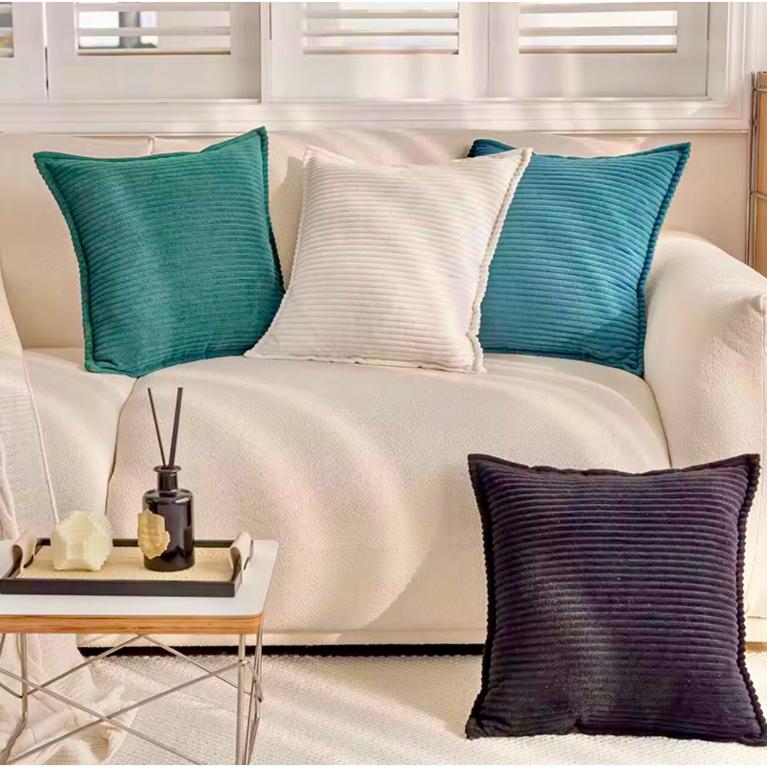 Corduroy Throw Pillowcase Set of 2 | Soft Decorative Cushion Covers for Sofa