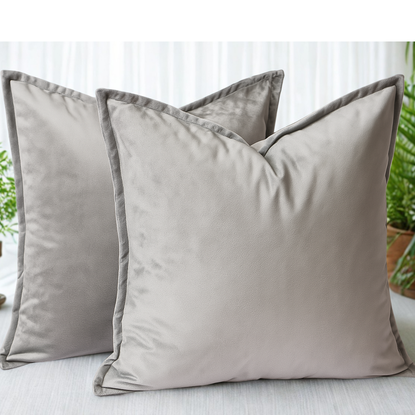 FSJfam Velvet Light Gray Throw Pillow Covers – Set of 2 Pillowcases for Bedroom and Living room Decor
