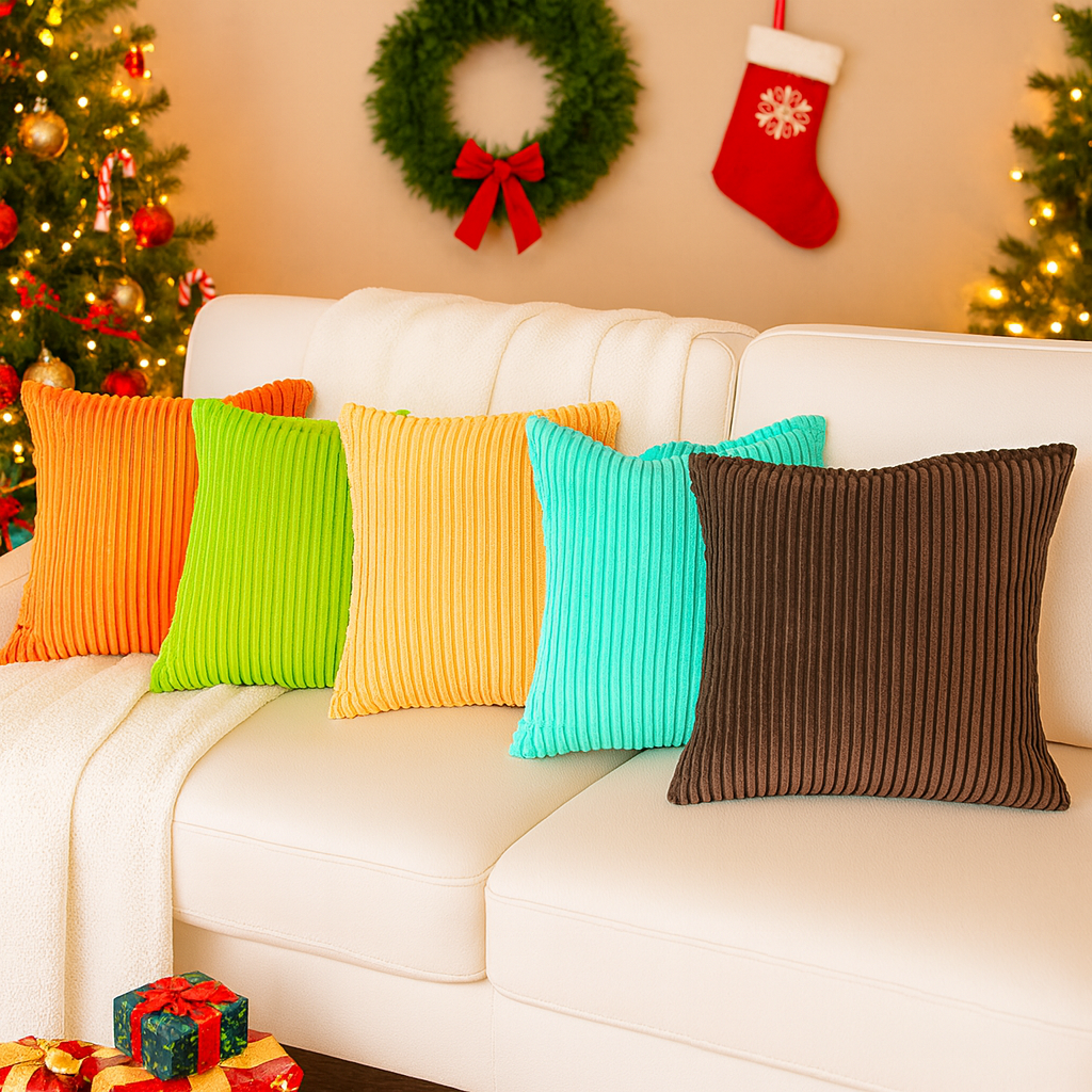 Corduroy Throw Pillow Covers - Set of 4