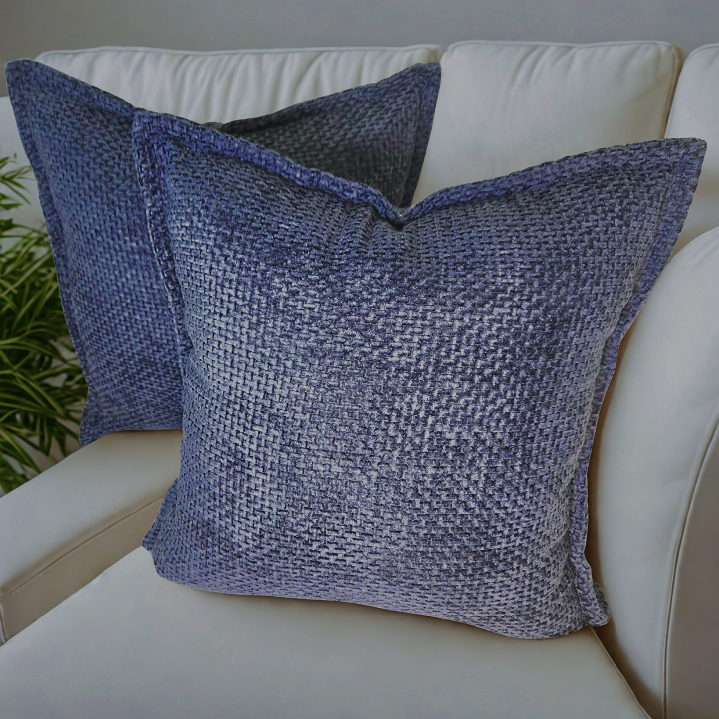 FSJfam Textured Chenille Set of 2 Midnight Blue Throw Pillow Covers Pillowcases for Bedroom and Living room Decor