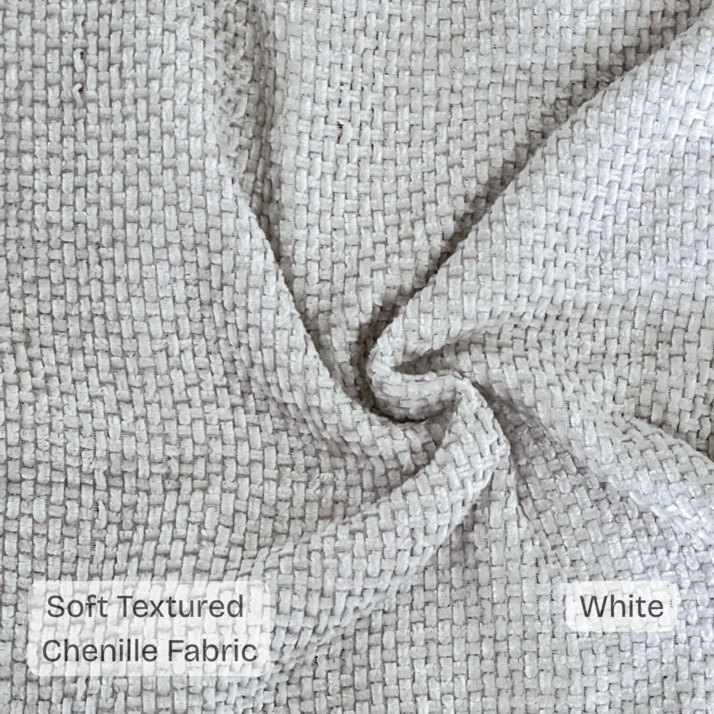 FSJfam Textured Chenille Set of 2 White Throw Pillow Covers - Pillowcase for Bedroom and Livingroom Decor