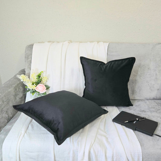 Velvet Black Throw Pillow Covers – Set of 2