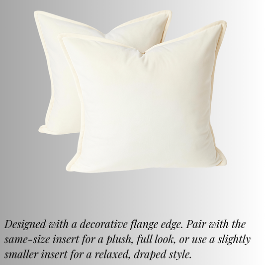 FSJfam Set of 2 Velvet Off White Throw Pillow Covers - Pillowcaes for Bedroom and Livingroom Decor