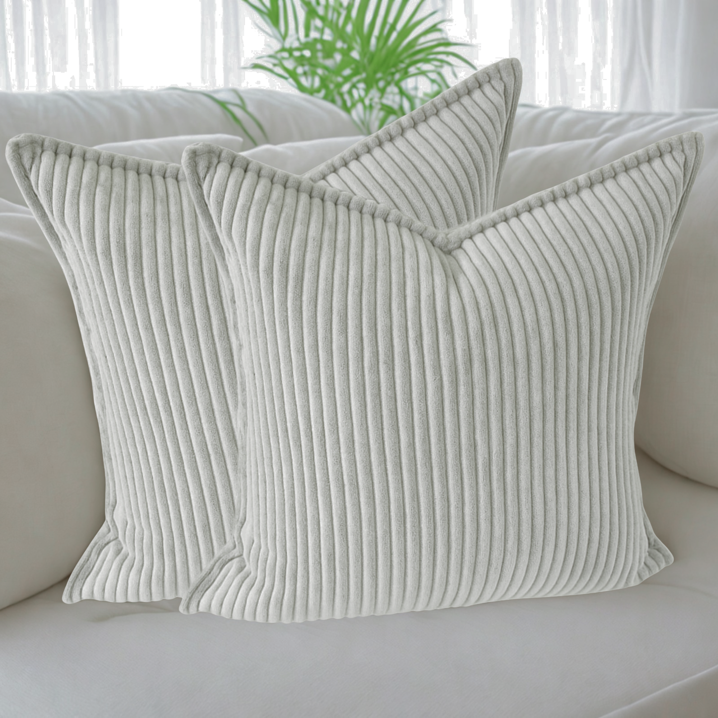 FSJfam Corduroy Throw Pillowcase Set of 2 16x16 Soft Decorative Cushion Covers for Sofa