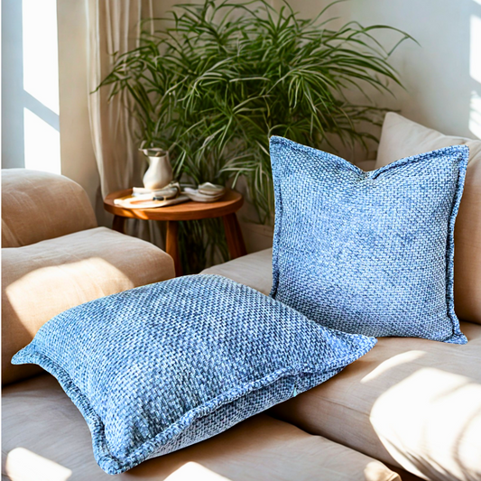FSJfam 16x16 Chenille Throw Pillow Covers – Set of 2 with Zipper & Flange Edge