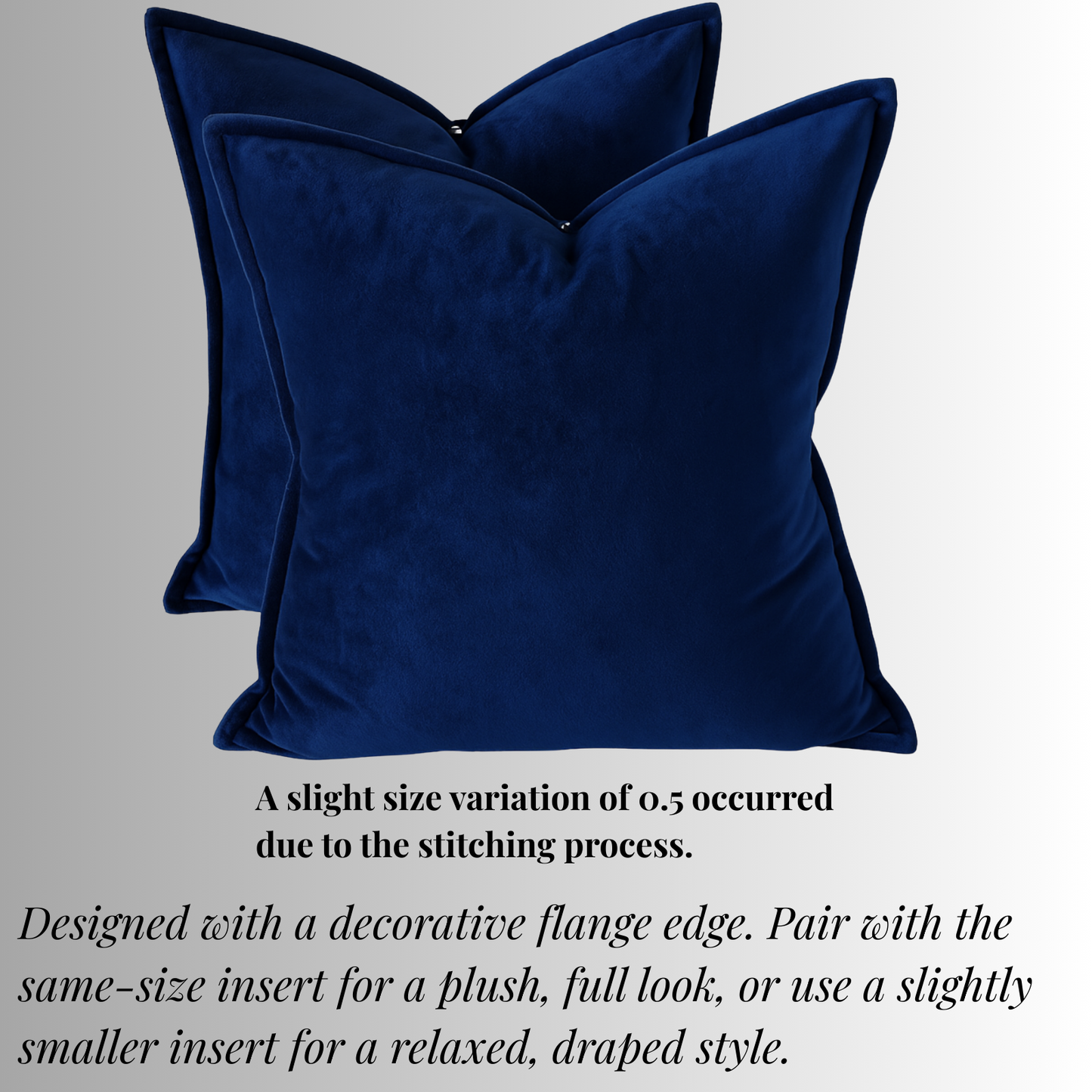 FSJfam Set Of 2 Blue Velvet Throw Pillow Covers – Soft, Modern Home Decor