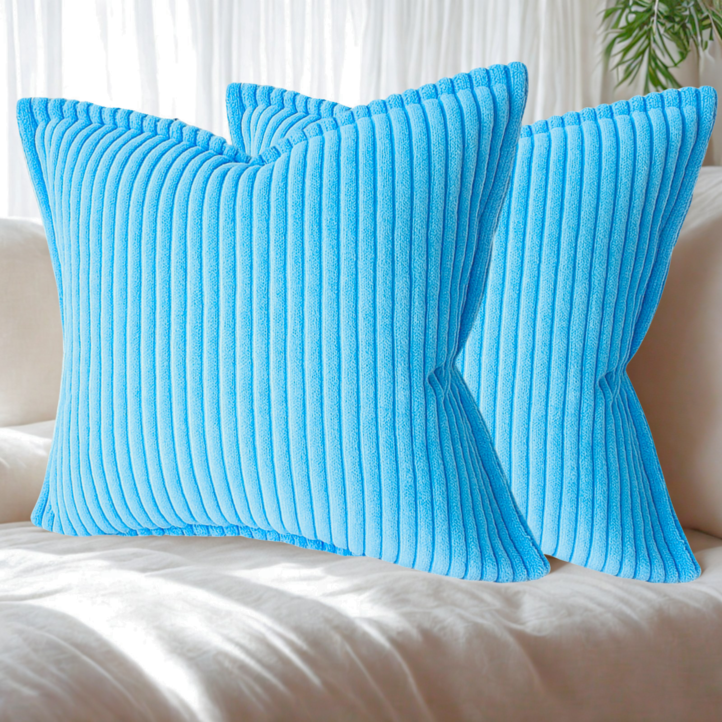 FSJfam Corduroy Throw Pillowcase Set of 2 16x16 Soft Decorative Cushion Covers for Sofa