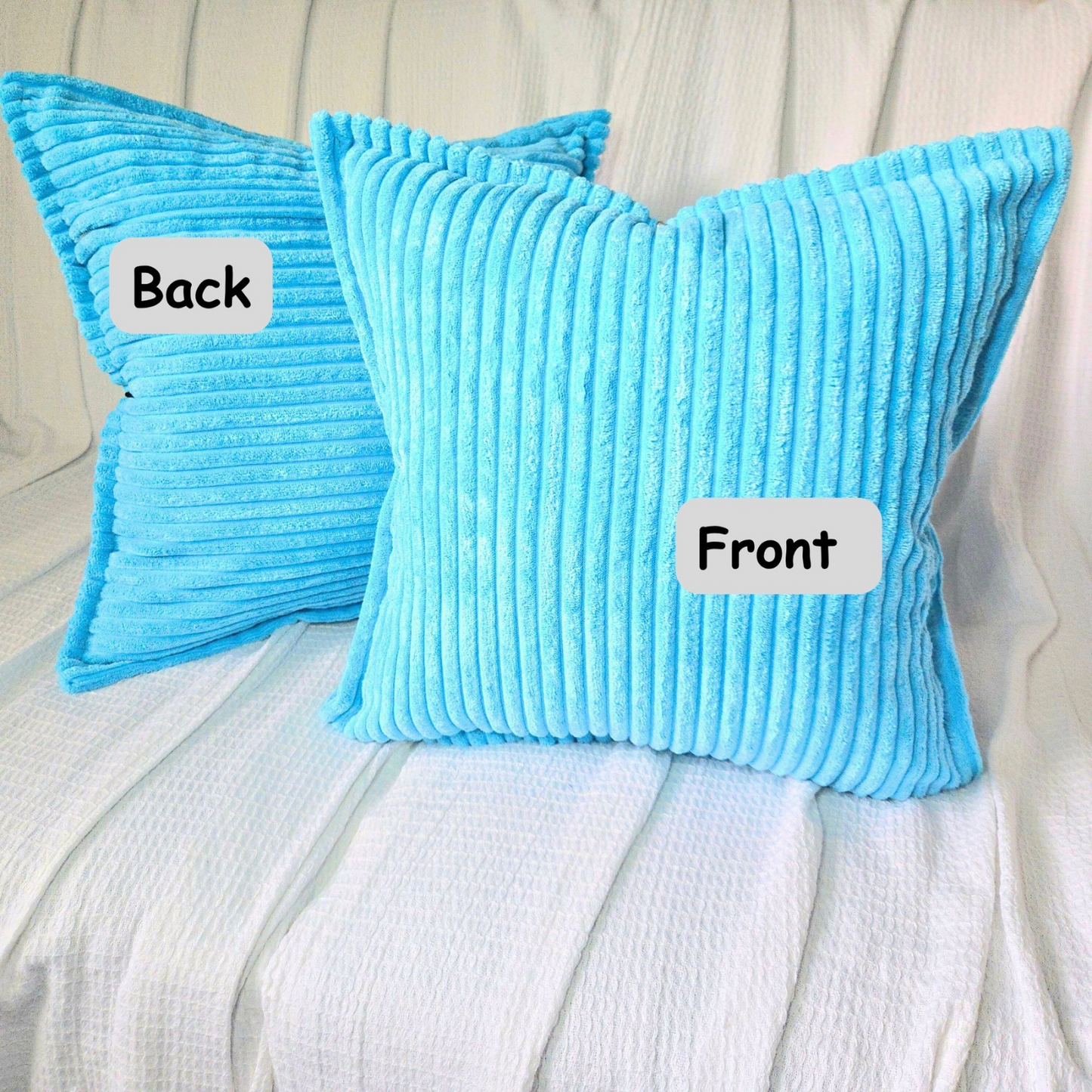 FSJfam Corduroy Throw Pillowcase Set of 2 16x16 Soft Decorative Cushion Covers for Sofa
