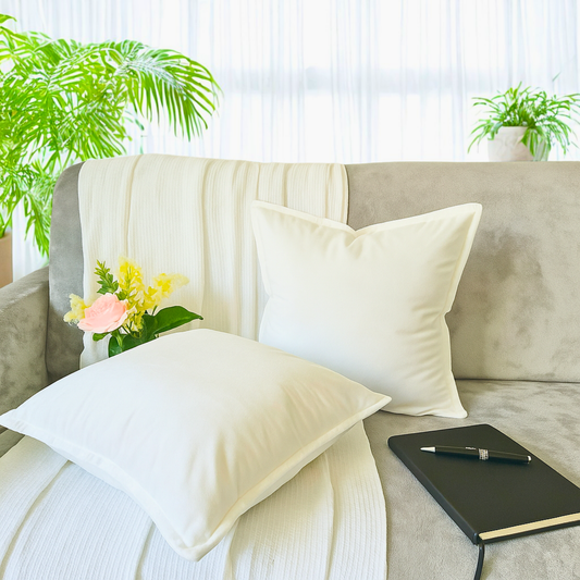 FSJfam Set of 2 Velvet Throw Pillow Covers – 16x16 with Hidden Zipper & Flange Edge