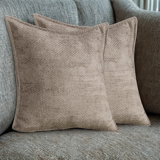 FSJfam Textured Chenille Set of 2 Grayish Brown Throw Pillow Covers Pillowcases for Bedroom and Living room Decor