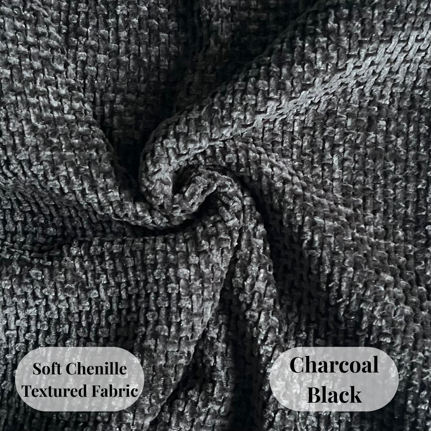 FSJfam Textured Chenille Set of 2 Charcoal Black Throw Pillow Covers Pillowcases for Livingroom and Bedroom Decor