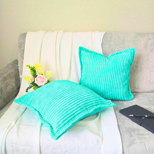 Corduroy Turquoise Throw Pillow Covers – Set of 2
