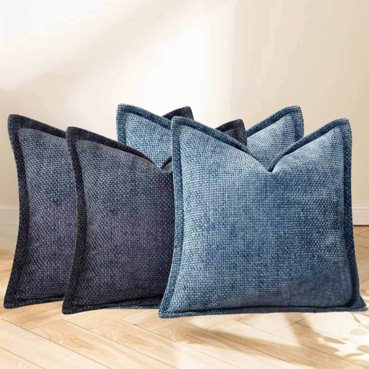 FSJfam Textured Chenille Set of 2 Dusty Blue Throw Pillow Covers